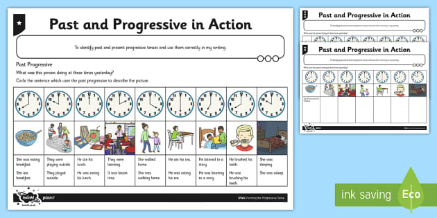 Differentiated Past and Progressive Tense in Action Worksheet ...