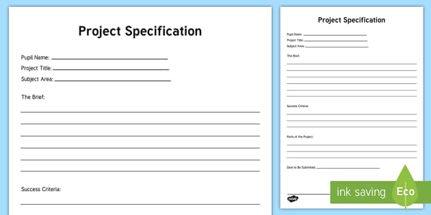 Project Specification Planning Template (teacher made)