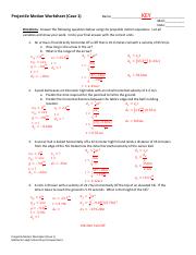 projectile motion worksheet with answers