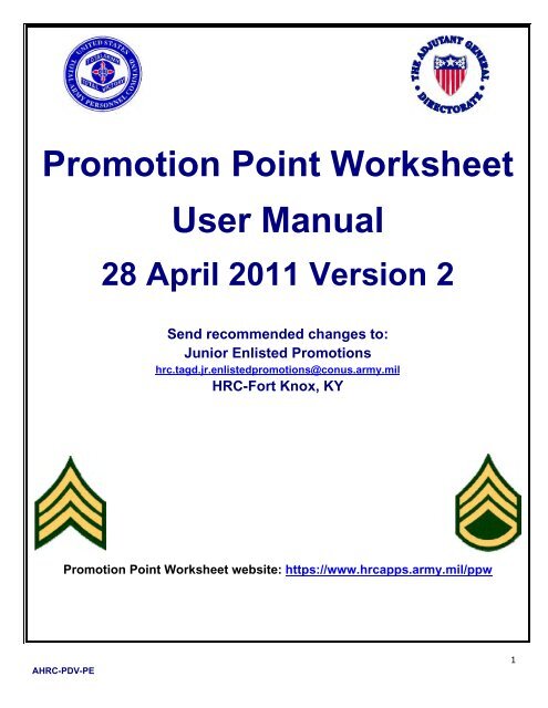 Promotion Point Worksheet User Manual