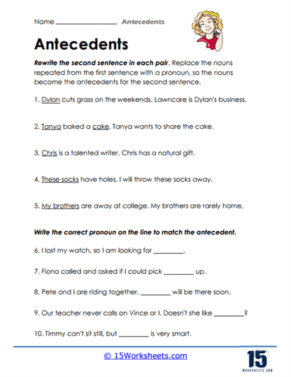 pronoun antecedent agreement worksheet 3rd grade