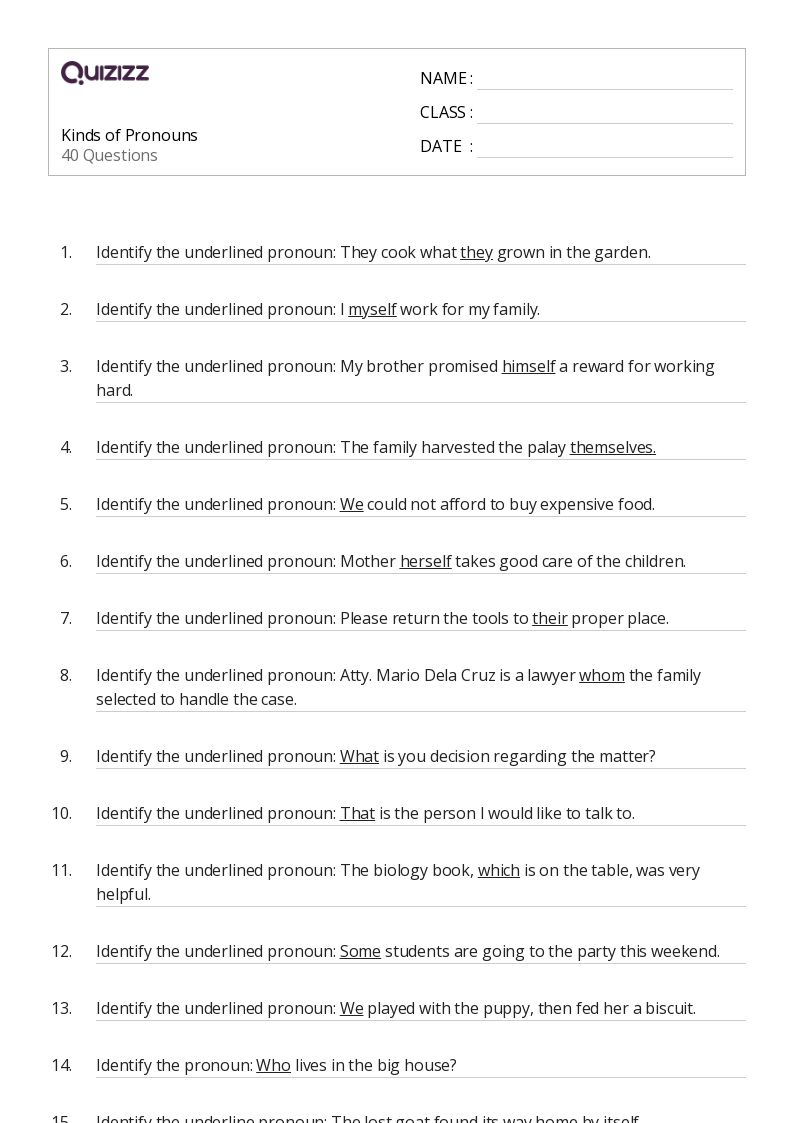 pronoun antecedent worksheet