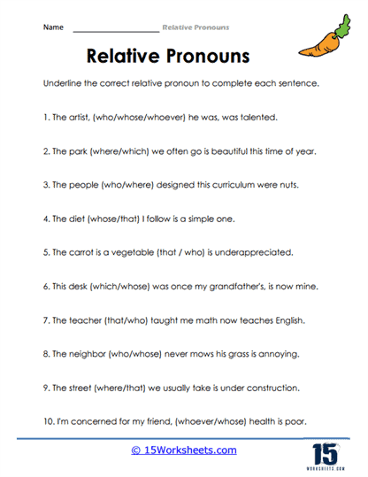 Relative Pronouns Worksheets - 15 Worksheets Library