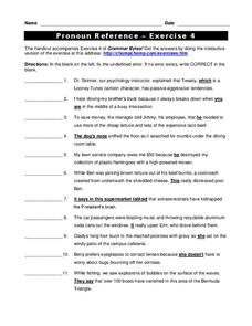 pronoun reference worksheet with answers