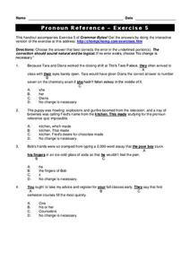 Pronoun Reference Worksheet for 3rd - 4th Grade | Lesson Planet