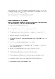 English worksheets: Pronoun Reference/Agreement