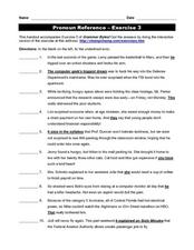 Pronoun Reference - Exercise 3 Worksheet for 6th - 8th Grade ...