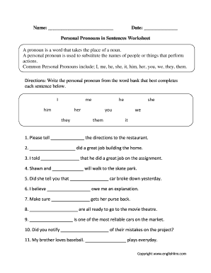 pronoun sentence worksheet