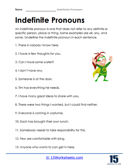 Indefinite Pronouns Worksheets - 15 Worksheets Library