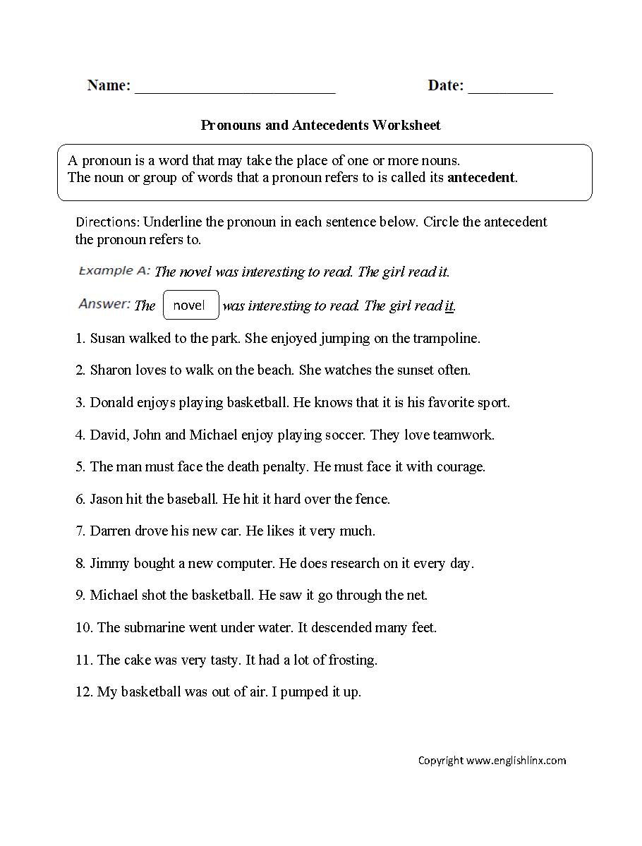 Word Usage Worksheets | Pronoun Agreement Worksheets