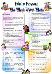 pronoun who whom worksheet printable