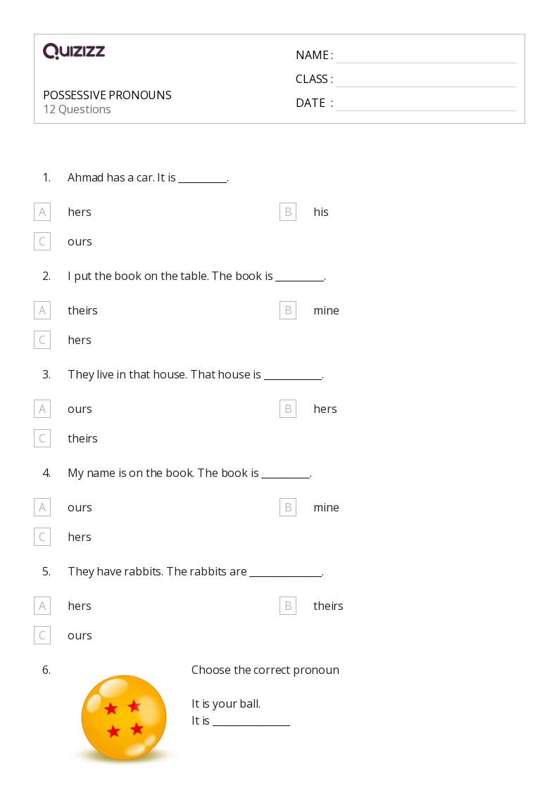 pronoun worksheet 2nd grade
