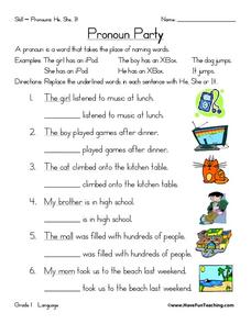 pronoun worksheet 3rd grade