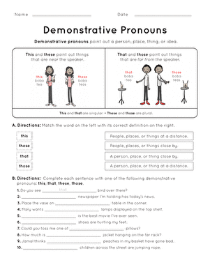 Demonstrative Pronouns | Worksheet 