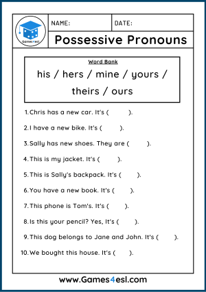 pronoun worksheet 4th grade