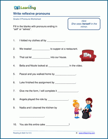 pronoun worksheet 5th grade
