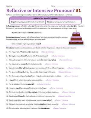 pronoun worksheet 6th grade