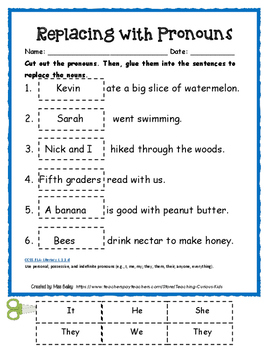 All About Pronouns First Grade Common Core Grammar by Teaching ...