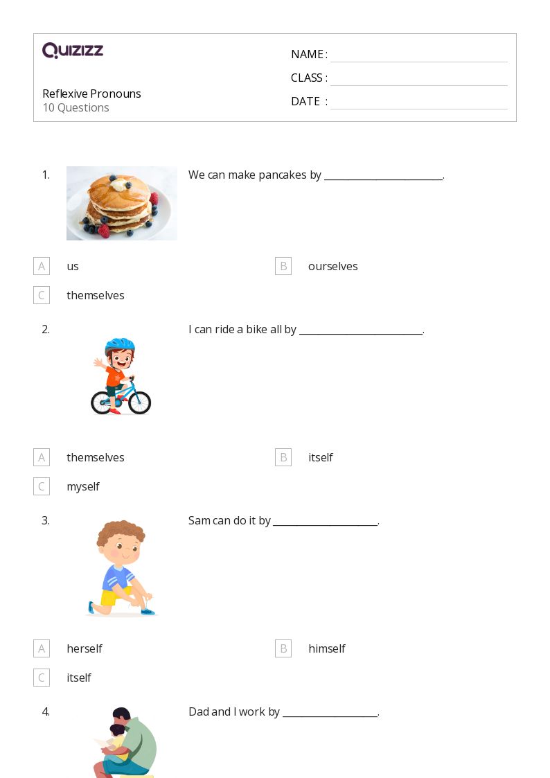 pronoun worksheet for 2nd grade