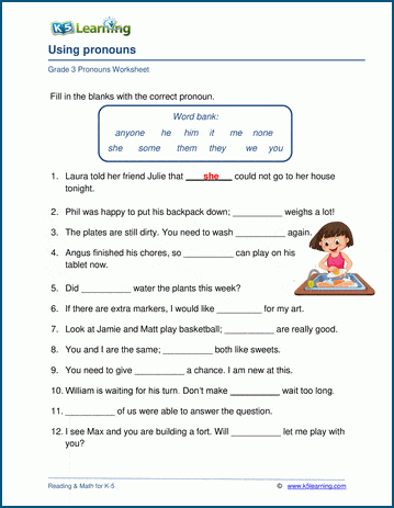 Grade 3 Pronouns Worksheets | Worsheets library