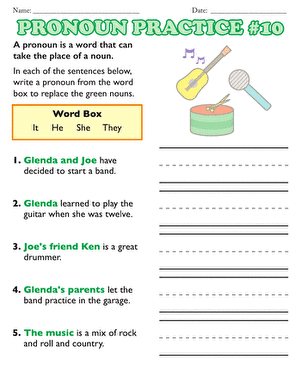Pronoun Practice #10 | Worksheet 