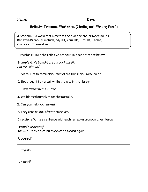 pronoun worksheet for 3rd graders