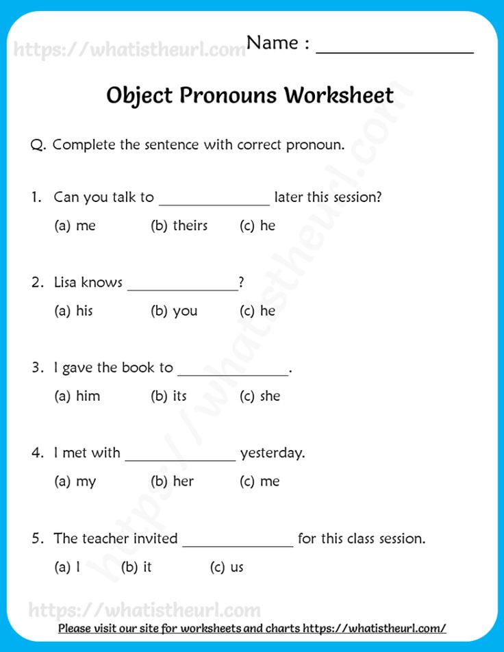 Object Pronouns Worksheet for Grade 4 - Your Home Teacher