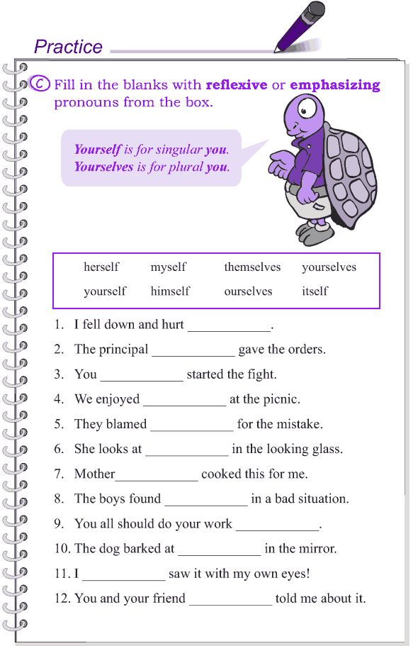 pronoun worksheet for 4th grade