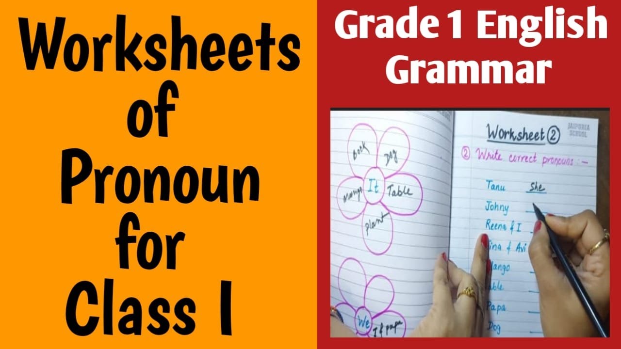 Worksheets of Pronoun For Class I | English Grammar | Pronoun Worksheets |  Grade 1 English Grammar