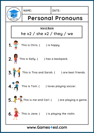pronoun worksheet for kindergarten free