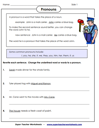pronoun worksheet free