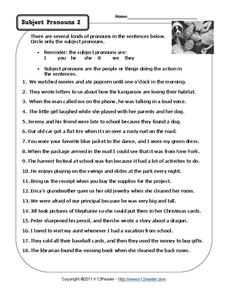 pronoun worksheet middle school