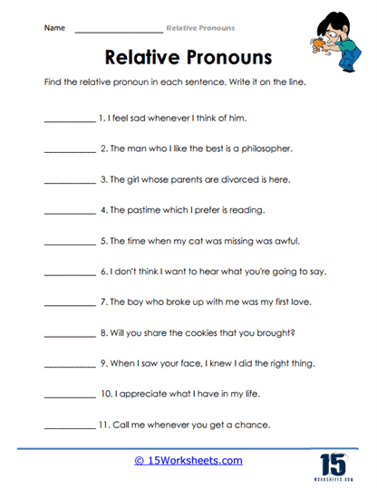 Relative Pronouns Worksheets - 15 Worksheets Library