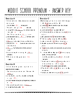 pronoun worksheet middle school