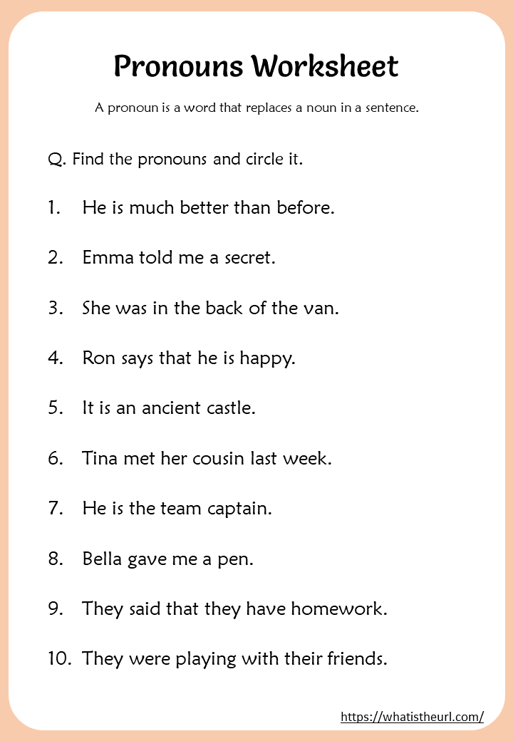 Pronouns Worksheets for 2nd Grade - Your Home Teacher