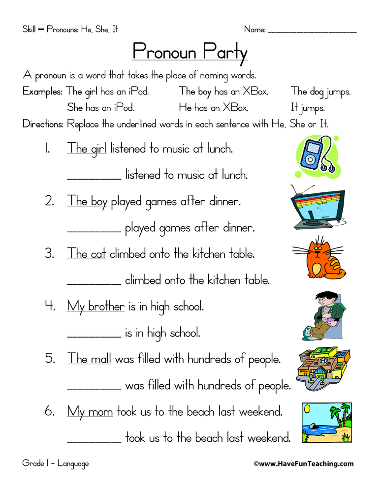 Pronoun Worksheet  