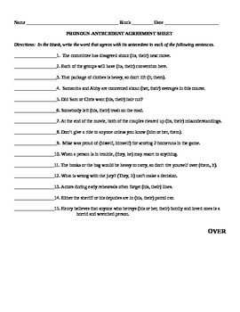 pronouns and antecedents worksheet