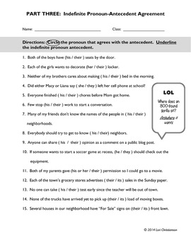 pronouns and their antecedents worksheet
