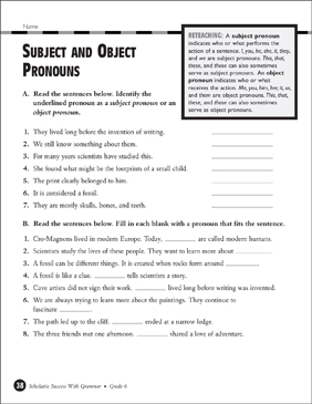 pronouns worksheet 6th grade