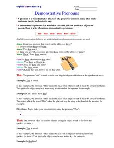 Demonstrative Pronouns Worksheet for 4th - 6th Grade | Lesson Planet