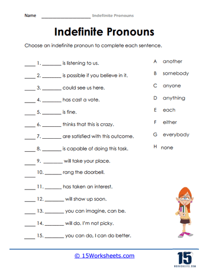 Indefinite Pronouns Worksheets - 15 Worksheets Library