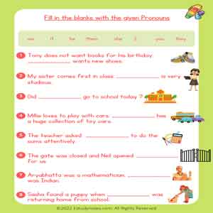 Pronoun Worksheet For Grade 4 - EStudyNotes