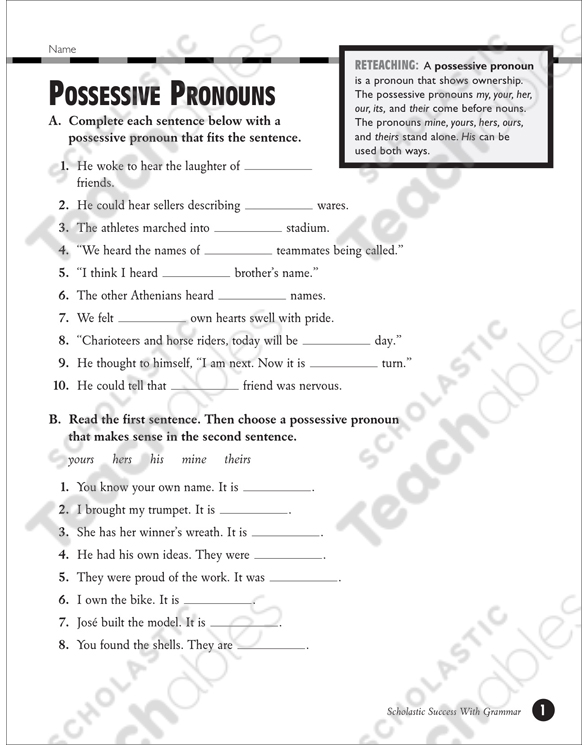 pronouns worksheet for 6th grade