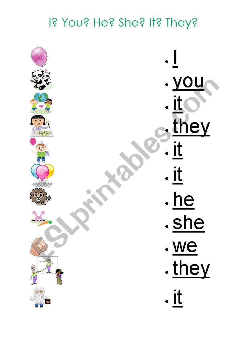 pronouns worksheet for kindergarten