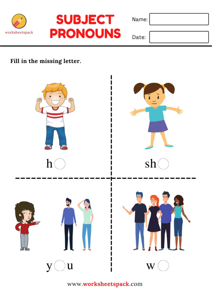 pronouns worksheet for kindergarten