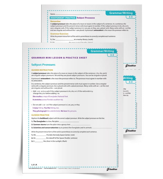 pronouns worksheet high school