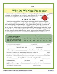 Why Do We Need Pronouns? Worksheet for 1st - 8th Grade | Lesson Planet