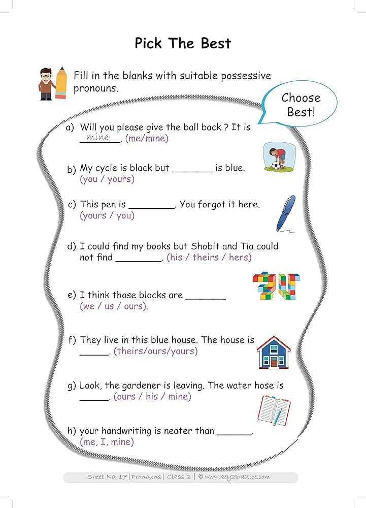 pronouns worksheet with answers