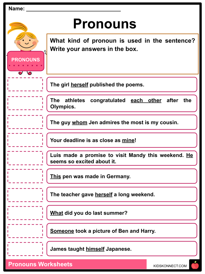 Free pronouns worksheet with answers, Download Free pronouns worksheet ...