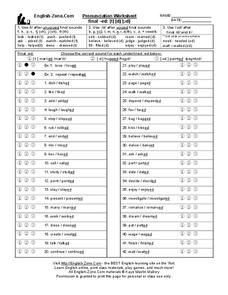 Pronunciation Worksheet Worksheet for 2nd - 3rd Grade | Lesson Planet